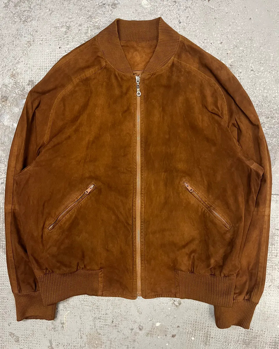 2000s Gucci Brown Suede Bomber Jacket (L) FKWUpTa 0