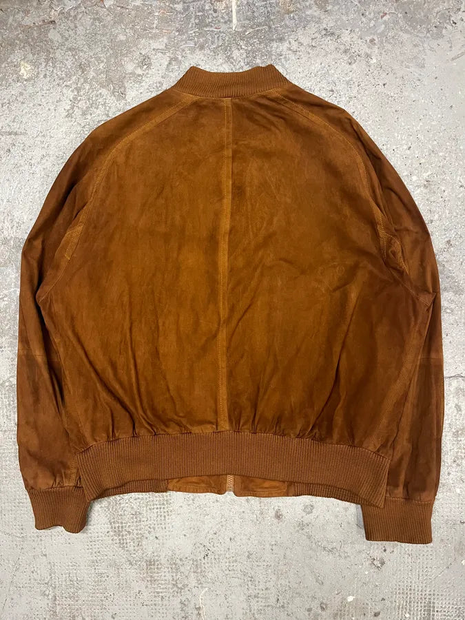 2000s Gucci Brown Suede Bomber Jacket (L) FKWUpTa 1