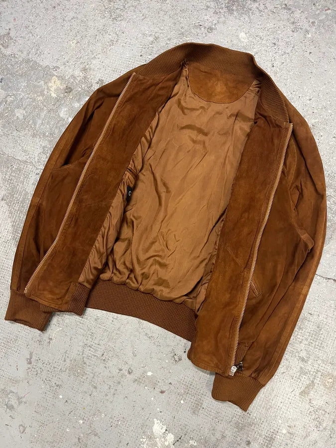 2000s Gucci Brown Suede Bomber Jacket (L) FKWUpTa 5