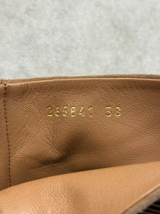 2000s Gucci Camel Akerman Suede Leather Fringe Heels rAeRMTv 10