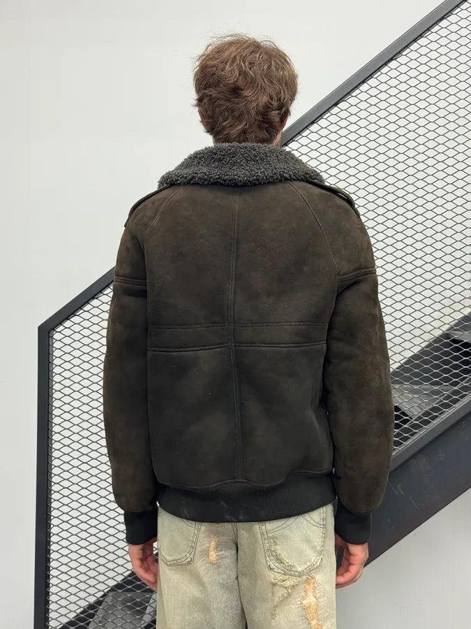 2000s Gucci Brown Suede Sheepskin Shearling Jacket wpBVuZx 2