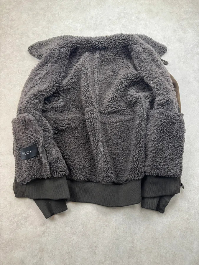 2000s Gucci Brown Suede Sheepskin Shearling Jacket wpBVuZx 7