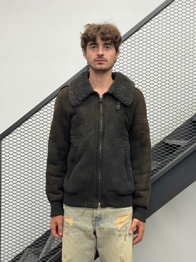 2000s Gucci Brown Suede Sheepskin Shearling Jacket wpBVuZx 1