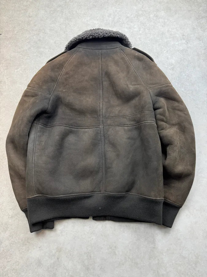 2000s Gucci Brown Suede Sheepskin Shearling Jacket wpBVuZx 5