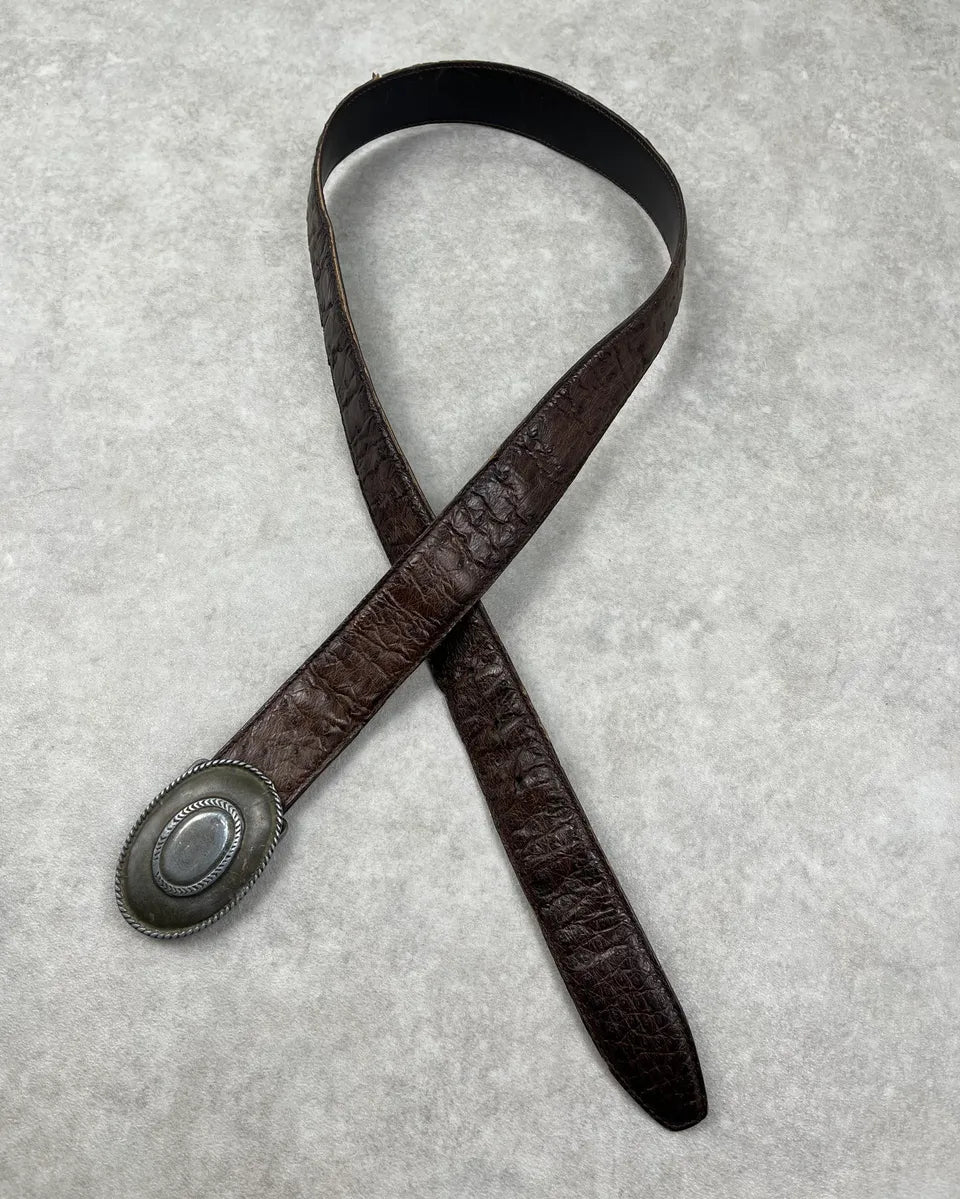 2000s Gucci Brown Textured Ostrich Leather Belt xdXLGsj 0