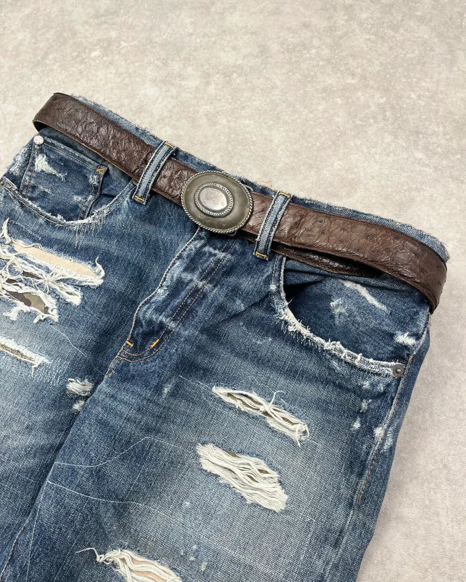2000s Gucci Brown Textured Ostrich Leather Belt xdXLGsj 1