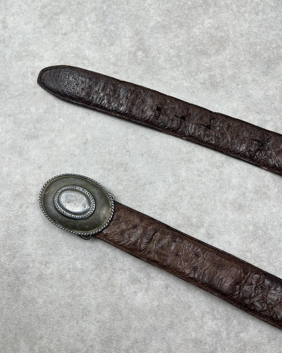 2000s Gucci Brown Textured Ostrich Leather Belt xdXLGsj 3
