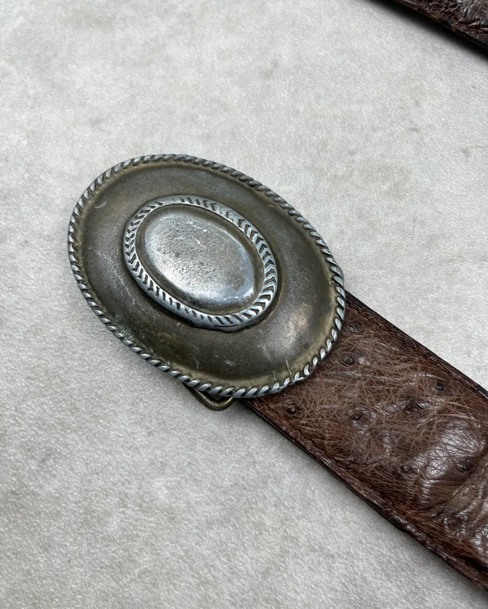 2000s Gucci Brown Textured Ostrich Leather Belt xdXLGsj 4