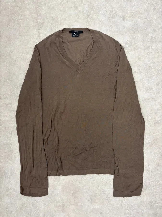2000s Gucci Brown V Neck Sweater QwIKvNq 0