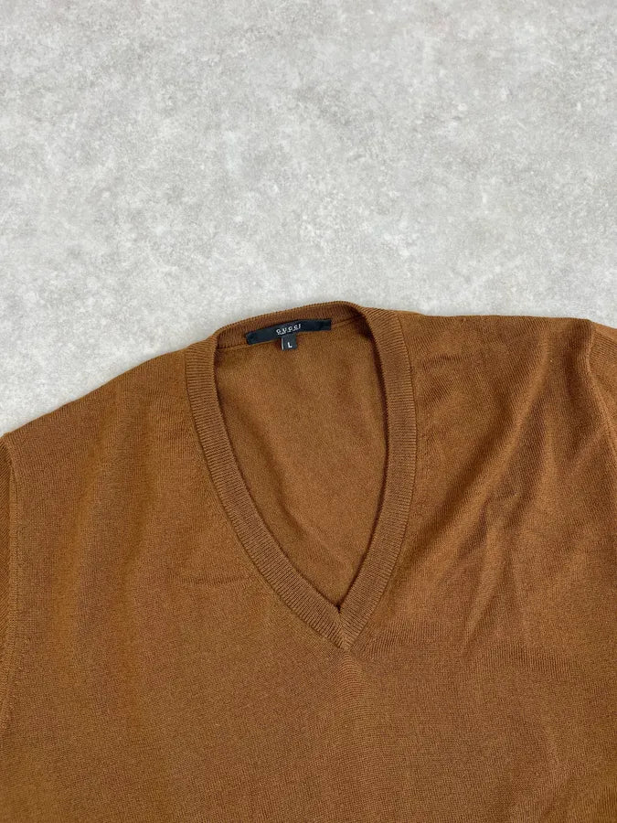 2010s Gucci Brown Wool V-Neck Sweater AyxdhFb 4