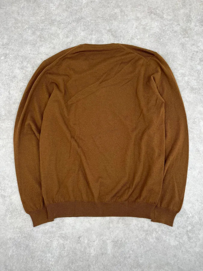 2010s Gucci Brown Wool V-Neck Sweater AyxdhFb 5