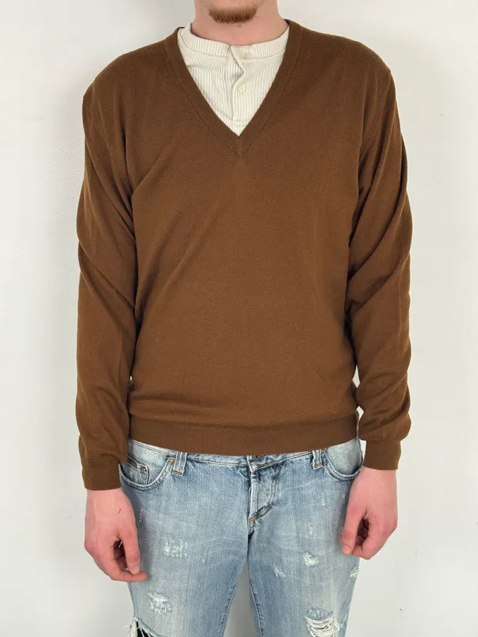 2010s Gucci Brown Wool V-Neck Sweater AyxdhFb 1