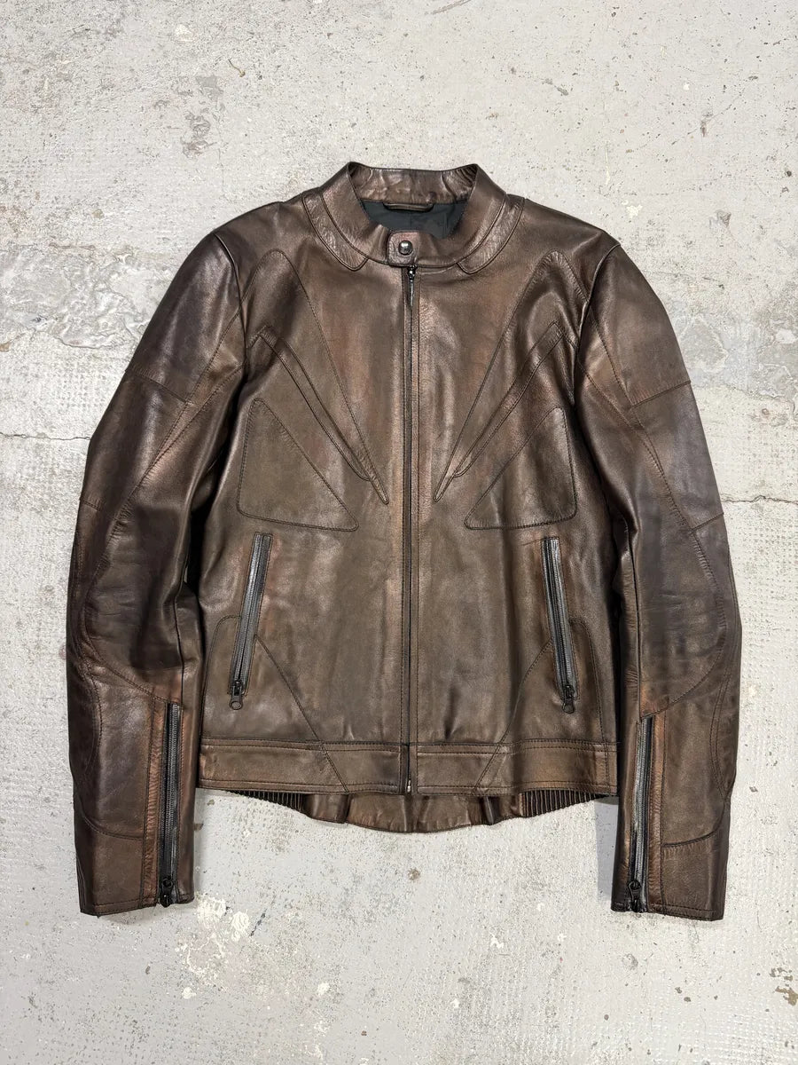 2000s Gucci Brut Avant-Garde Biker Leather Jacket by Tom Ford caPqyyN 0