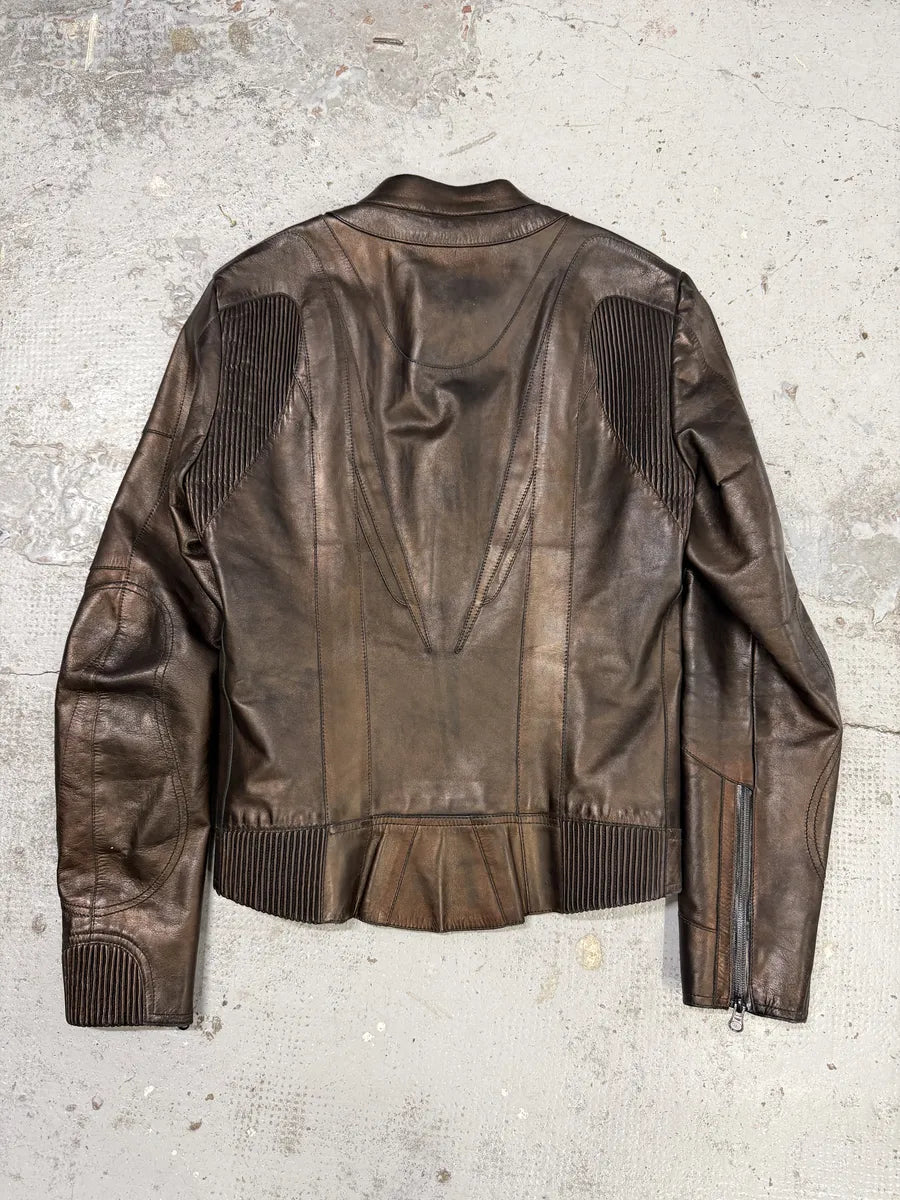 2000s Gucci Brut Avant-Garde Biker Leather Jacket by Tom Ford caPqyyN 1