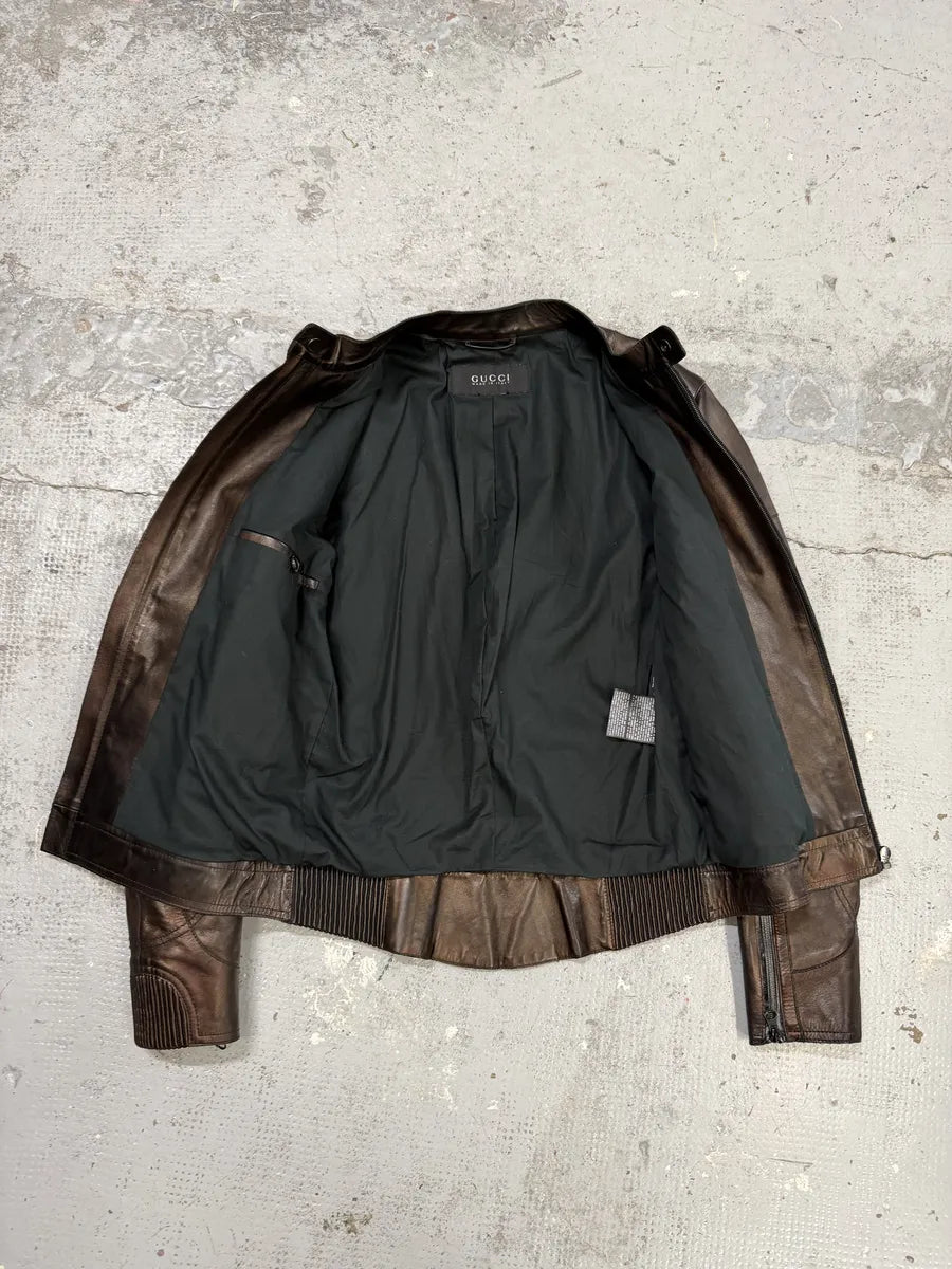 2000s Gucci Brut Avant-Garde Biker Leather Jacket by Tom Ford caPqyyN 10