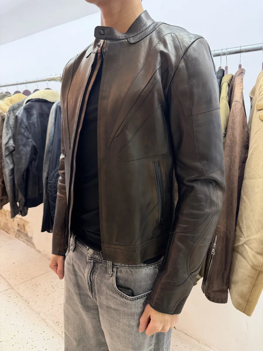 2000s Gucci Brut Avant-Garde Biker Leather Jacket by Tom Ford caPqyyN 4