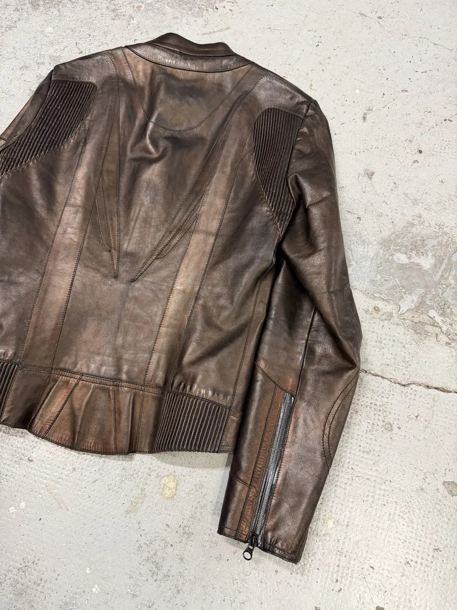 2000s Gucci Brut Avant-Garde Biker Leather Jacket by Tom Ford caPqyyN 7
