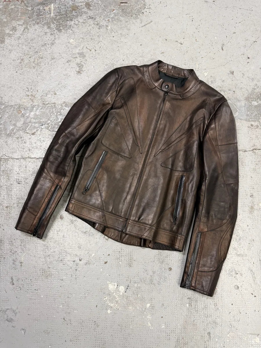2000s Gucci Brut Avant-Garde Biker Leather Jacket by Tom Ford caPqyyN 8