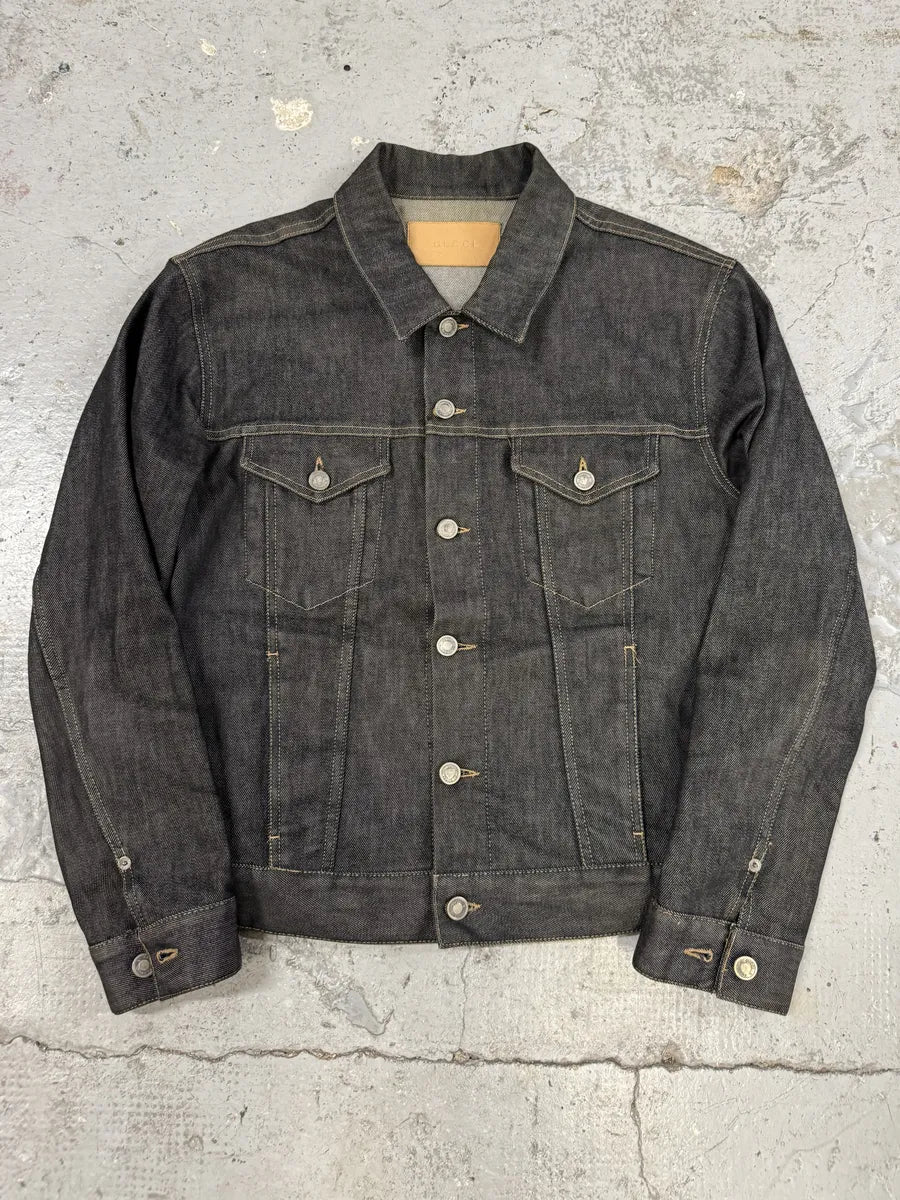 2000s Gucci Brut Structured Trucker Denim Jacket VTXoxgv 0