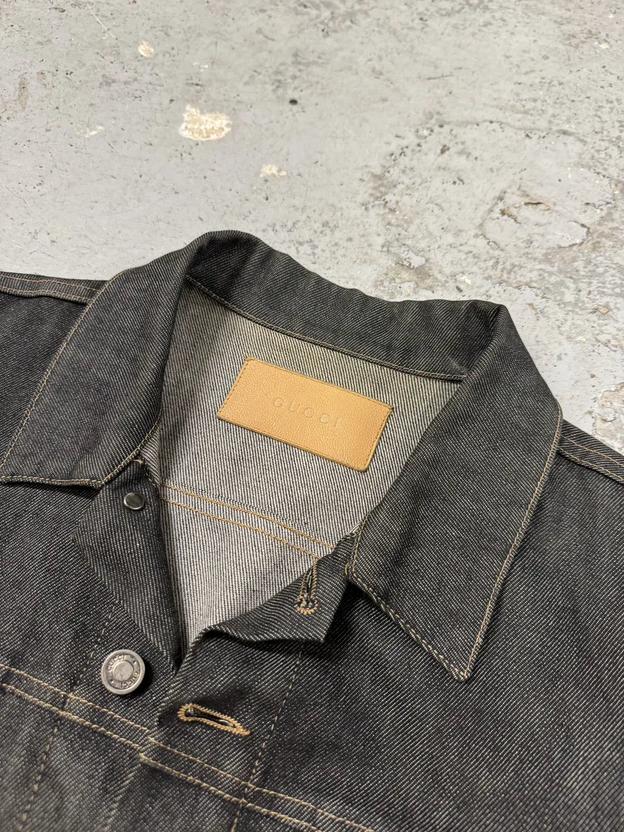 2000s Gucci Brut Structured Trucker Denim Jacket VTXoxgv 8