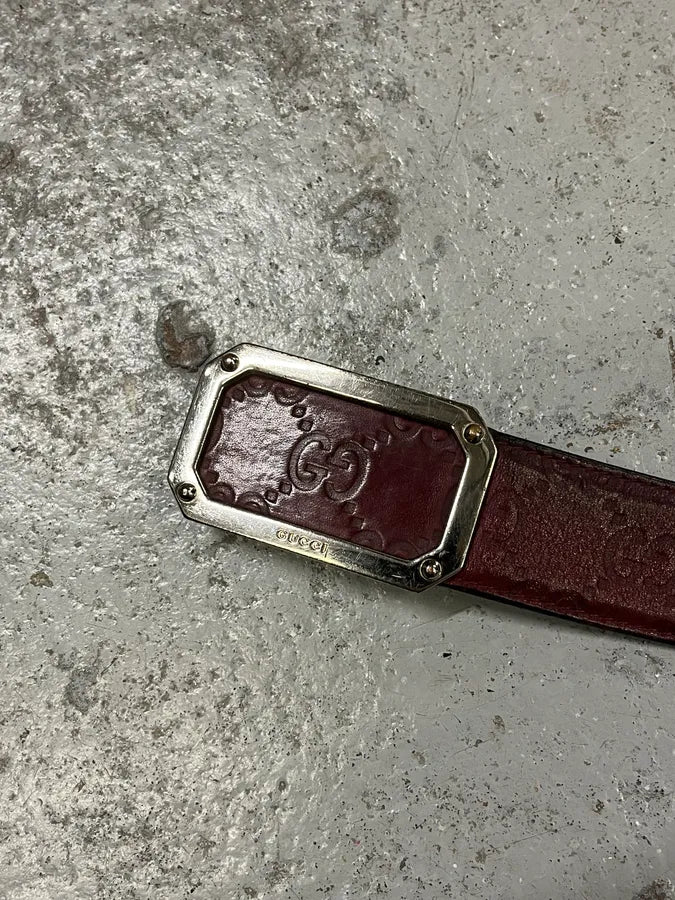 2000s Gucci Burgundy Red Patent Propaganda Leather Belt jcOouJl 5