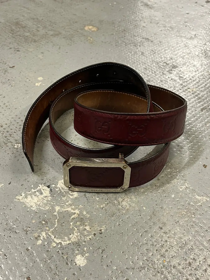 2000s Gucci Burgundy Red Patent Propaganda Leather Belt jcOouJl 1