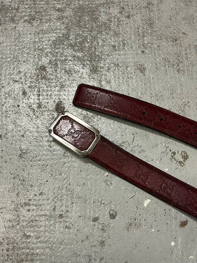 2000s Gucci Burgundy Red Patent Propaganda Leather Belt jcOouJl 3