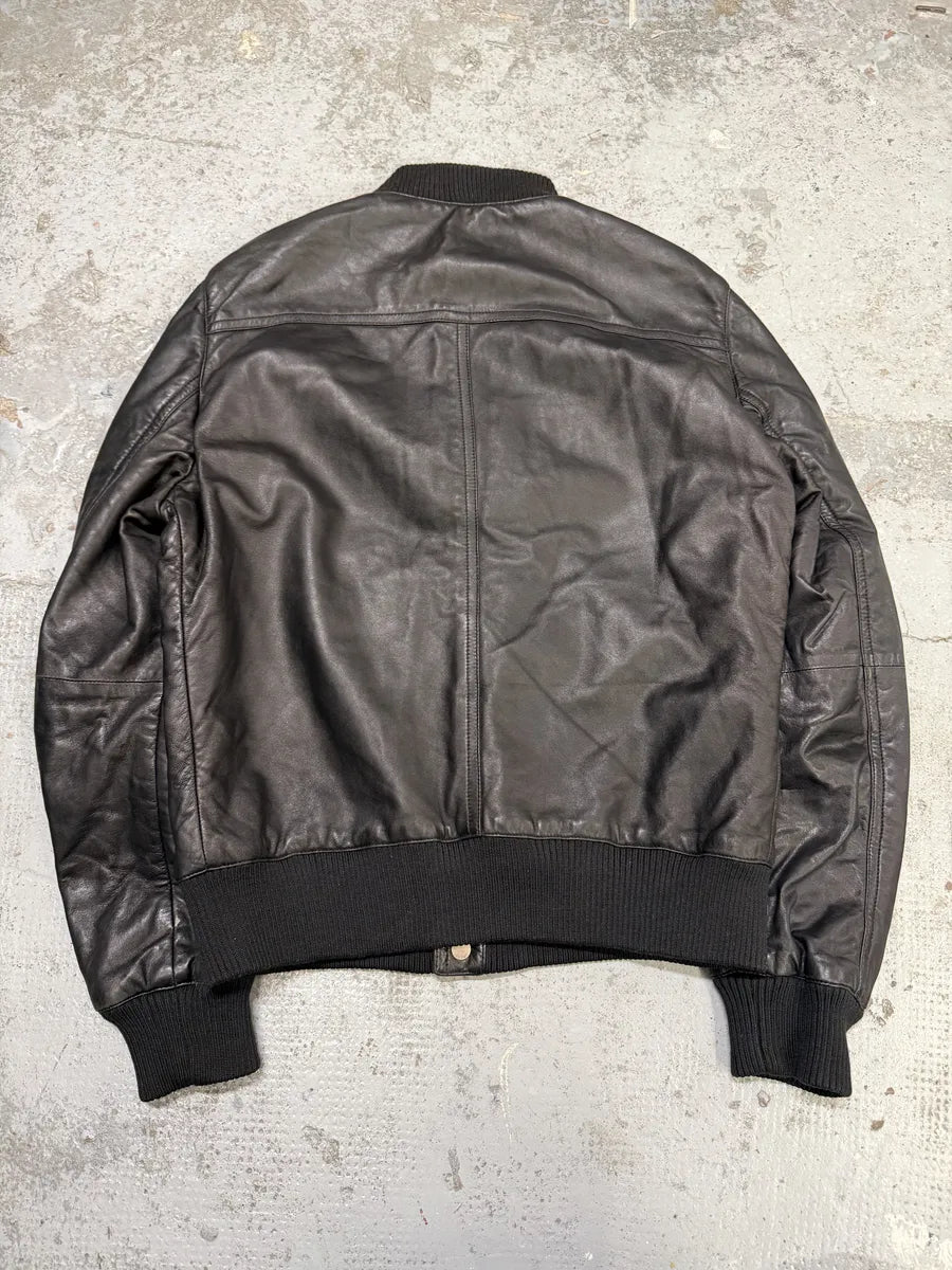 2000s Gucci Buttoned Black Biker Leather Jacket uiJXyiP 1