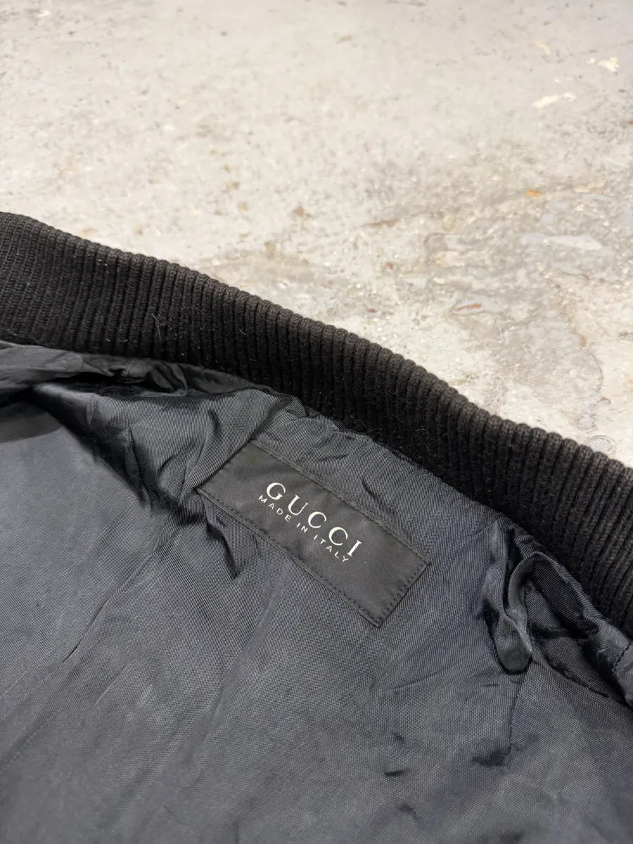 2000s Gucci Buttoned Black Biker Leather Jacket uiJXyiP 10