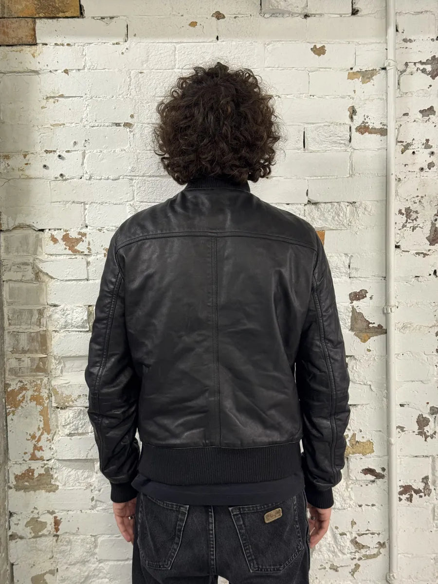 2000s Gucci Buttoned Black Biker Leather Jacket uiJXyiP 3