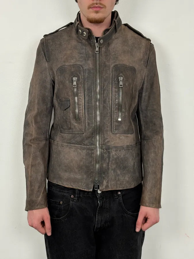 SS2011 Gucci Brown Eroded Leather Premium Jacket by Frida Giannini dMaRvFh 2