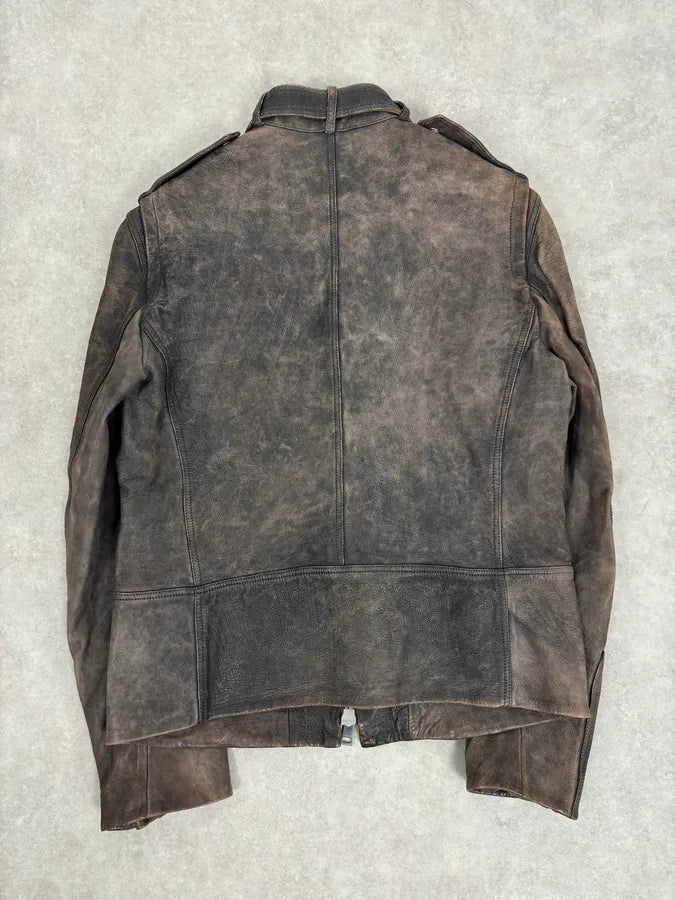 SS2011 Gucci Brown Eroded Leather Premium Jacket by Frida Giannini dMaRvFh 6