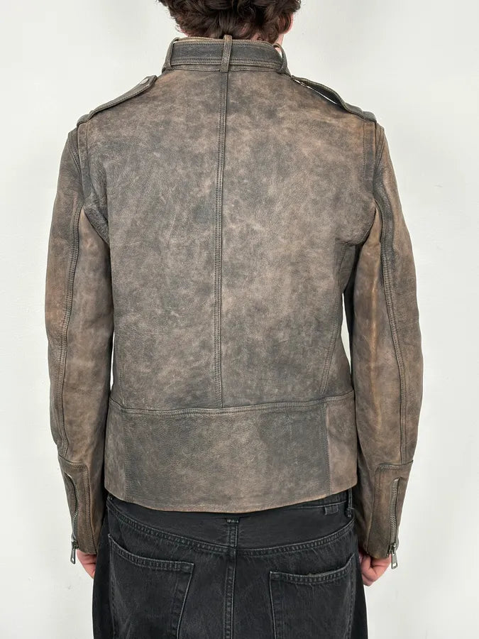 SS2011 Gucci Brown Eroded Leather Premium Jacket by Frida Giannini dMaRvFh 3