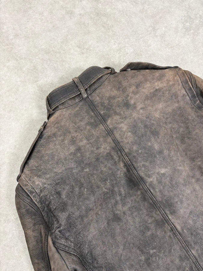 SS2011 Gucci Brown Eroded Leather Premium Jacket by Frida Giannini dMaRvFh 9