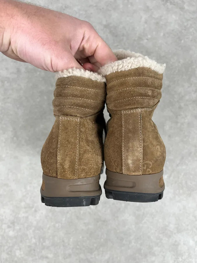 2000s Gucci Brown Nebraska Monogram Hiking Boots lFphSYq 5
