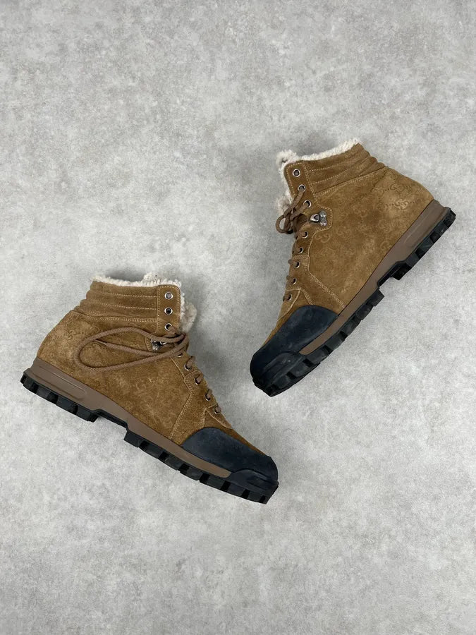 2000s Gucci Brown Nebraska Monogram Hiking Boots lFphSYq 4
