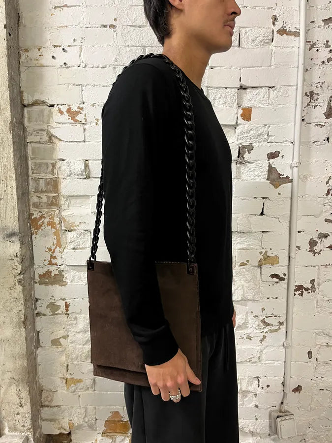 2000s Gucci Chain Brown Suede Leather Bag qJXQNcT 1