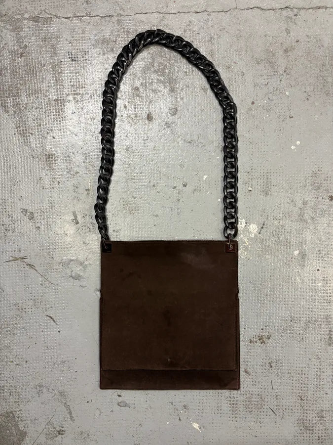 2000s Gucci Chain Brown Suede Leather Bag qJXQNcT 6