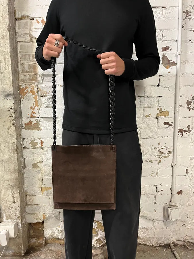 2000s Gucci Chain Brown Suede Leather Bag qJXQNcT 2