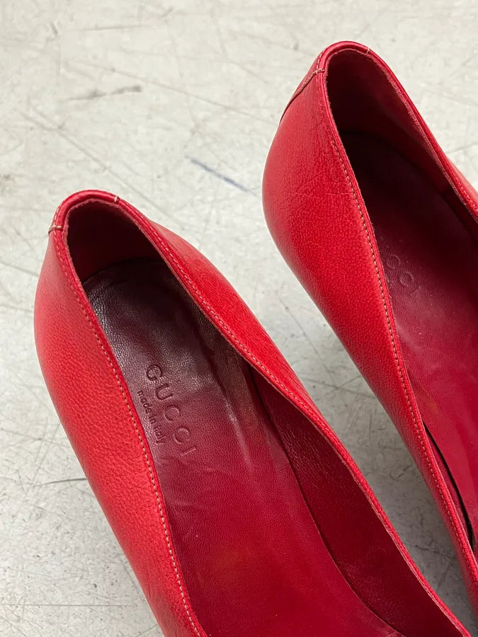 2000s Gucci Chain Red Leather Heels ceTOtpN 8