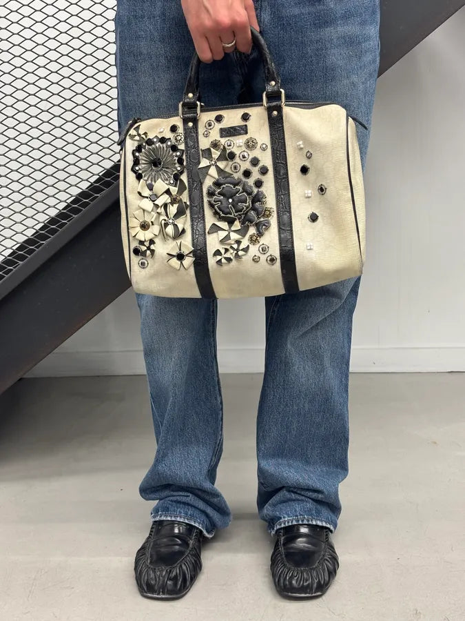 SS2008 Gucci Cream Canvas Joy Flowers Handle Bag by Frida Giannini vhVqHPe 3