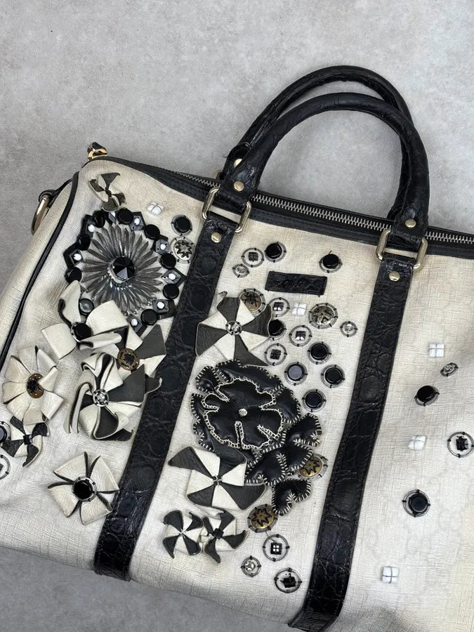 SS2008 Gucci Cream Canvas Joy Flowers Handle Bag by Frida Giannini vhVqHPe 6