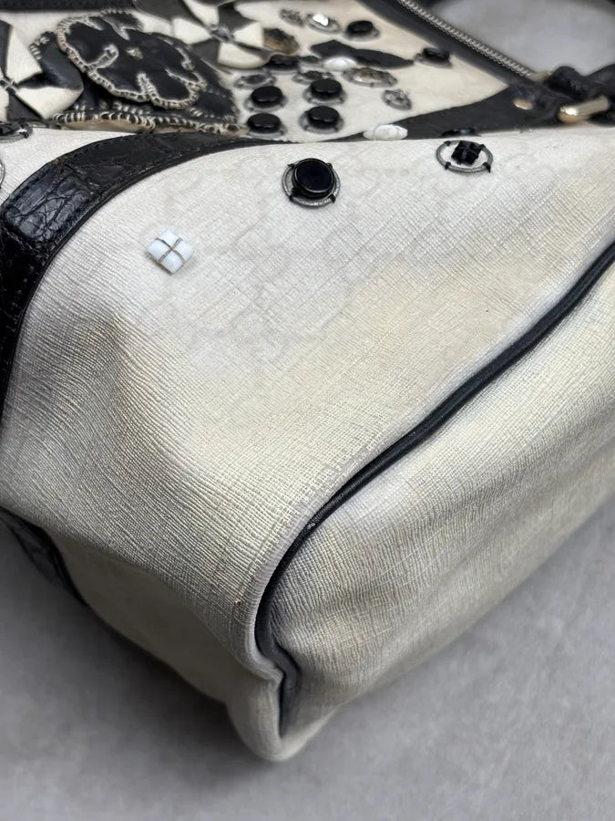 SS2008 Gucci Cream Canvas Joy Flowers Handle Bag by Frida Giannini vhVqHPe 9