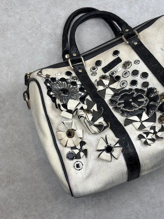 SS2008 Gucci Cream Canvas Joy Flowers Handle Bag by Frida Giannini vhVqHPe 4