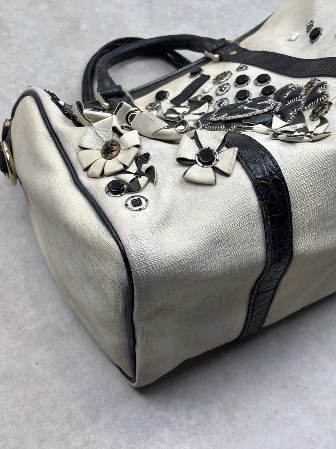 SS2008 Gucci Cream Canvas Joy Flowers Handle Bag by Frida Giannini vhVqHPe 8
