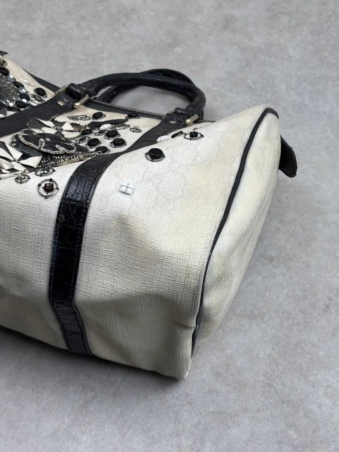 SS2008 Gucci Cream Canvas Joy Flowers Handle Bag by Frida Giannini vhVqHPe 5