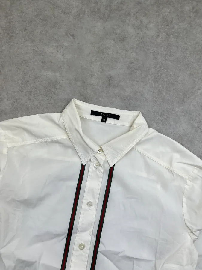 2000s Gucci Creamy Striped Shirt JGwrXmm 4