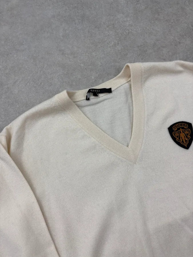2010s Gucci Creamy Embroidered V-Neck Sweater AWGYEXN 5