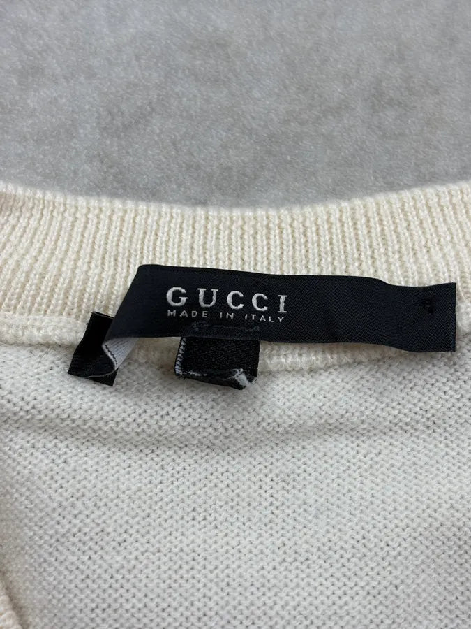2010s Gucci Creamy Embroidered V-Neck Sweater AWGYEXN 8