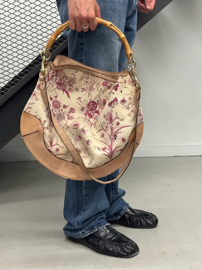 SS2007 Gucci Creamy Pink Peggy Floral Bamboo Handle Bag by Frida Giannini jSkuNiF 2